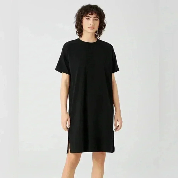 EILEEN FISHER Black Midi Dress Petite Large GUC - Picture 1 of 4